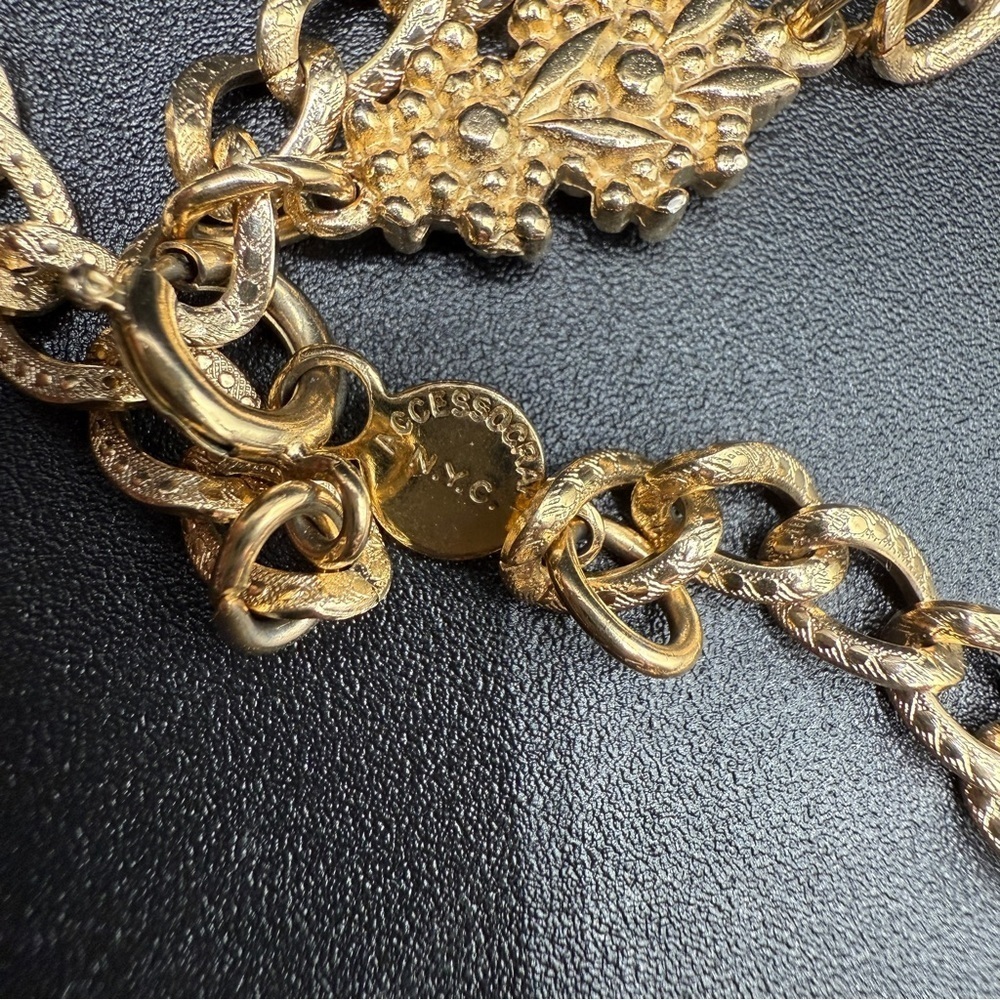 Accessocraft N.Y.C Vintage Double strand Gold Filigree Necklace - Picture 12 of 13